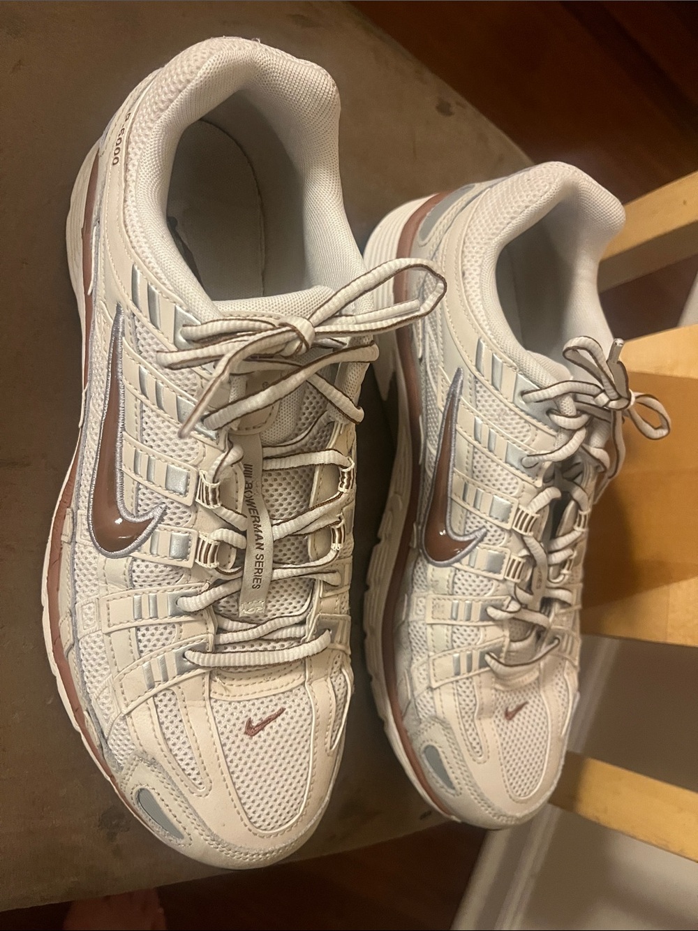 Nike Men’s P 6000 White and Brown/Beige Running Sneakers